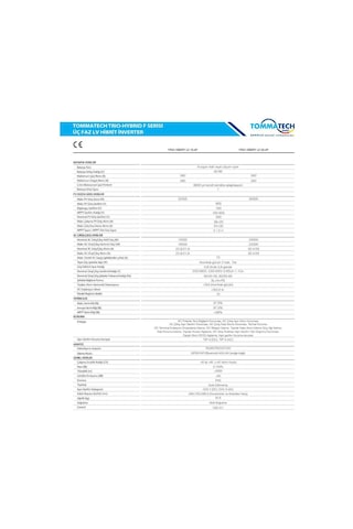 Tommatech F Serisi 20.0kw Üç Faz Lv Hibrit İnverter