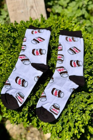 Lousocks Unisex Siyah Beyaz Nutella Tasarım Soket Çorap