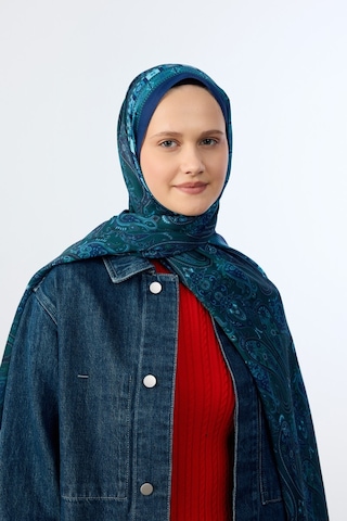Mirsoy Scarf Asya Etnik Desen Şal Mavi
