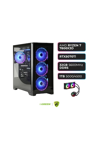 Green Griffin G9 R7-7800X3D 32 GB 1 TB SSD RTX5070Ti Free Dos Masaüstü Oyuncu Bilgisayarı