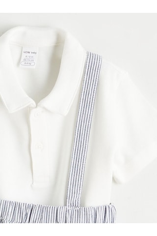 M&b Collection Ekru Polo Yaka Erkek Bebek Tişört Ve Askılı Pantolon 2'li Ekru