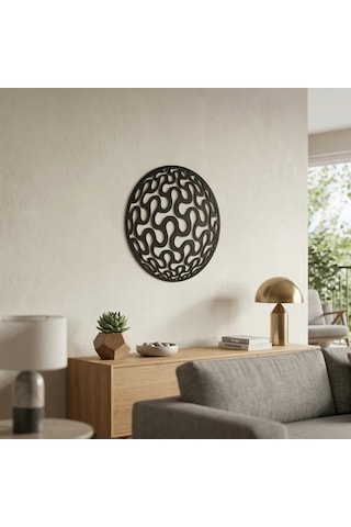 Geometrik Desenli Daire Duvar Tablosu Mdf Lazer Kesim Modern Minimal Duvar Süsü