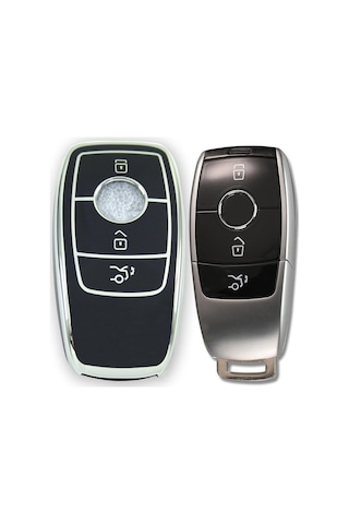 Mercedes Uyumlu Benz 2017-2020 Fbs4 Tip 1 Box Siyah-gümüş Oto Anahtar Kumanda Kabı Kılıf Oto Anahtarlık