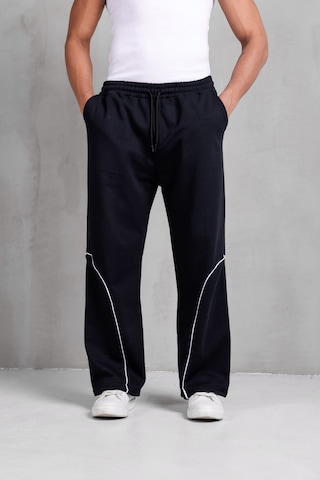 Dark Moda Erkek Oval Şeritli Baggy Eşofman Siyah
