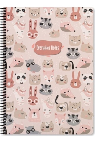 Keskin Color Animal Friend Hayvanlar Spiralli Karton Kapak 100 Yaprak A4 Kareli Defter