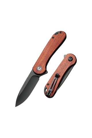 Civivi Guibourtia Wood Handle Black Stonewashed D2 Blade Kamp Çakı Kahverengi
