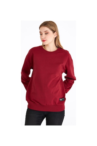 Comeor Kadın Bordo Basic Bisiklet Yaka Regular Fit Rahat Sweatshirt 001