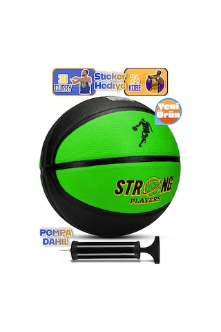 Telvesse Strong Basketbol Topu Pompalı Full Kauçuk Dayanıklı Deep Channel Kabartma No:7 B12 Yeşil