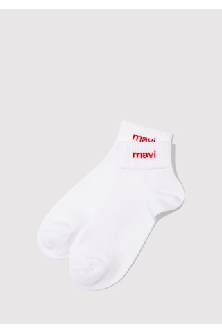 Mavi - Mavi Logo Detaylı Beyaz Patik Çorap 1910331-23248 Beyaz