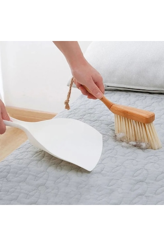 Geeroyoo Mini Bambu Süpürge Ve Faraş Seti - Ergonomik Tasarım, Klavye Ve Yüzey Temizliği İçin İdeal