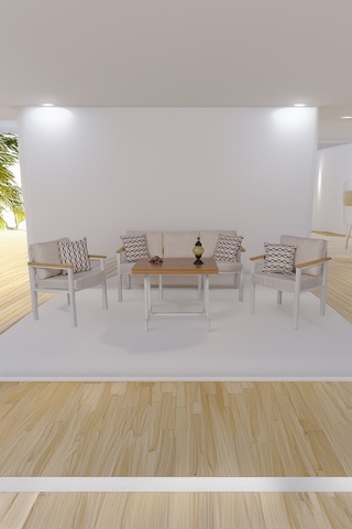 Neokas Balkon Mobilyası, 1 +1 + 3+ Masa Bahçe Takımı, Kafe Koltuğu, Bekleme Alanı Koltuğu, Beyaz
