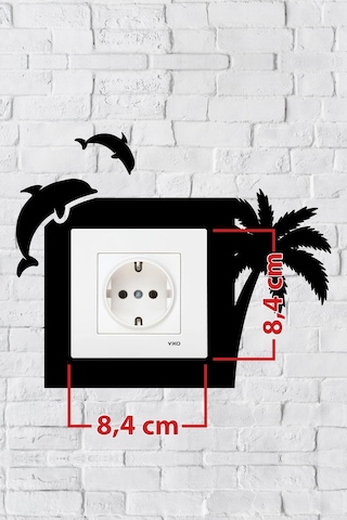 Yunus Balığı Tasarım Priz Çerçevesi İç Ölçü 8,4x8,4 Cm Dekoratif Priz - Anahtar Çerçevesi