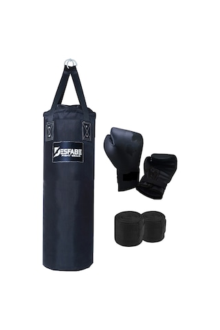 Desfabe PDS 80x25Cm Kolonlu Kum Torba+Eldiven+Bandaj Siyah