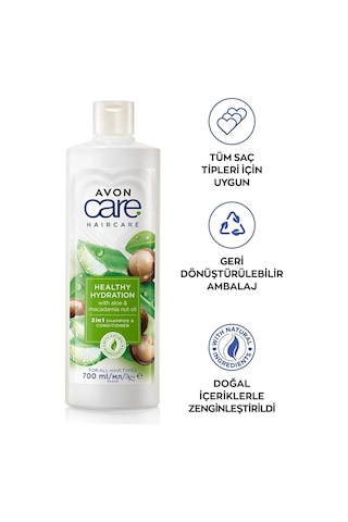 Avon Care Aloe Vera Ve Makademya Fındığı Yağı Şampuan Ve Saç Bakım Kremi 700 Ml. Üçlü Set