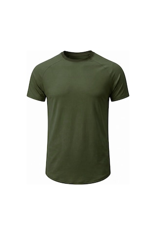 Genius Store 2'li Paket Erkek Spor Tişört Pamuklu Esnek Günlük Kullanıma Uygun Premium Rahat Kalıpt-shirt Haki-taş