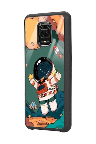 Xiaomi Redmi Note 9 Pro Anime Astronot Tasarımlı Glossy Telefon Kılıfı Siyah