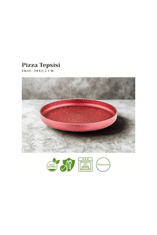 Arzu Çelik 28 Cm Granit Pizza Tepsisi - Kırmızı