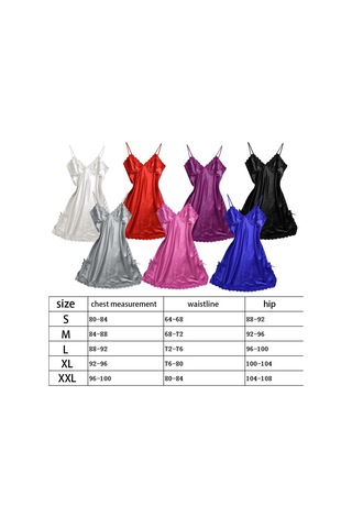 Homyl Bayan Sexy Lingerie Pijama Saten Ilmek Dantel Babydoll Cami Mor