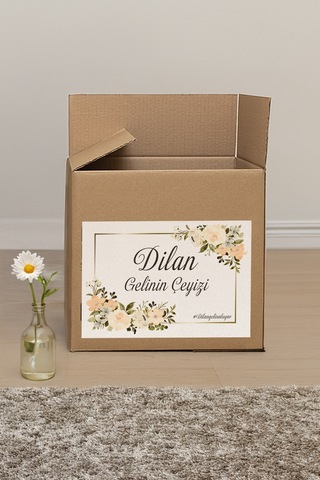 Çeyiz Koli Etiketi - Çeyiz Kutusu İçin Şık Çiçekli Etiket Seti - 20'li Diğer