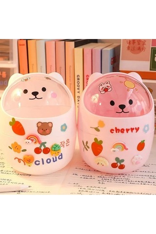 Maoyaya Sevimli Ev Masaüstü Kapaklı Çöp Tenekesi Ins Tarzı Çok Renkli Çok Renkli