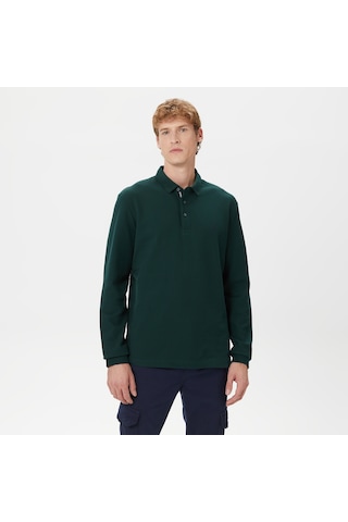 Nautica Erkek Yeşil Classic Fit Uzun Kollu Polo Düz K37351t Yeşil