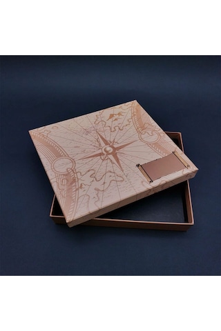 Büro Ev Ofis Hediyesi İçin Pusula Motif Baskı Kapaklı Kutu