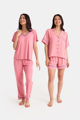 Amarelle Dream Pembe 4 Lü Viskon Pijama Takım Seti Pembe