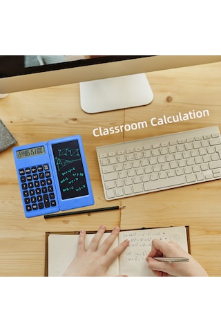 Singree Katlanabilir 6 İnç Lcd Yazı Tahtası Ve 12 Haneli Hesaplama Fonksiyonlu Çizim Tableti - Çocuklar Ve Yetişkinler İçin Pratik Çözüm Mavi