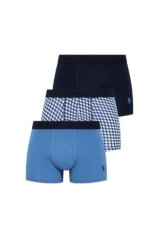 U.S. Polo Assn. Erkek 3'lü İndigo - Lacivert - İndigo Likralı Pamuklu Boxer İndigo-lacivert