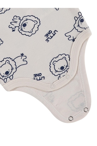Civil Baby Little One Baskılı 0-24 Ay Çıtçıtlı Badi - Ekru