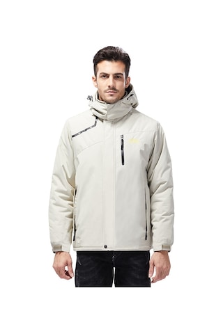 Erkek Dış Mekan Çift Ceketi Kadife Ve Kalınlaştırma Beyaz Beyaz