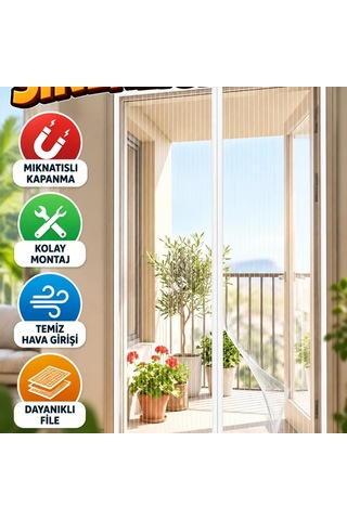 Mıknatıslı Kapı Sinekliği 105x210 Cm Kendiliğinden Kapanan Kolay Montajlı