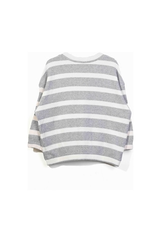 Unisex Çocuk Oversize Çizgili Hırka 3-4 Yaş 8-9 Yaş Gri