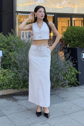 Bağlama Detaylı İkili Takım 46139-krem Krem