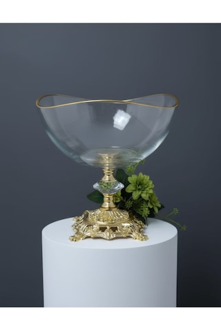 Çnr Home Collection Metal Ayakli Lüxs Sunumluk Kase Altın