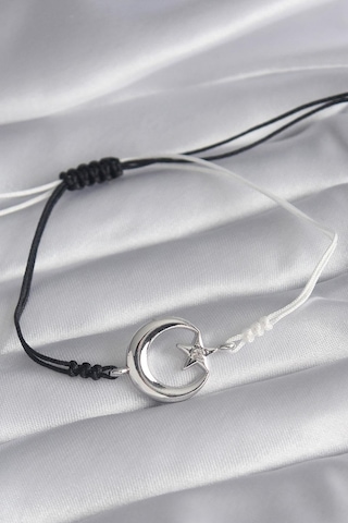 Ay Yıldızlı Taraftar Bileklik Unisex Siyah Beyaz İpli Bbb25 Beyaz - Kırmızı