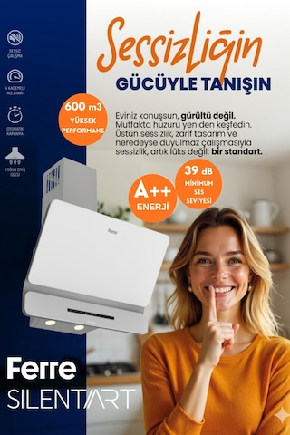 Afm Tech Ve Ferre Aov Sessiz Turbo Dijital Beyaz D081-SA + FM7701 + FM-BD2201 Ankastre Set