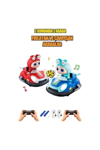 İkili Çarpışan Arabalar Işıklı Sesli Hız Ayarlı Şarjlı Uzaktan Kumandalı Araba Çarpınca Figür Fırlar Karısık