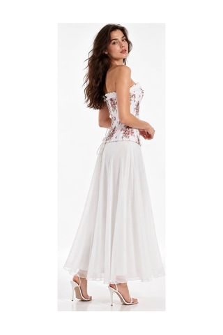L'aura Corset Sandy Astarlı Multi Şifon Maxi Etek Çok Renkli
