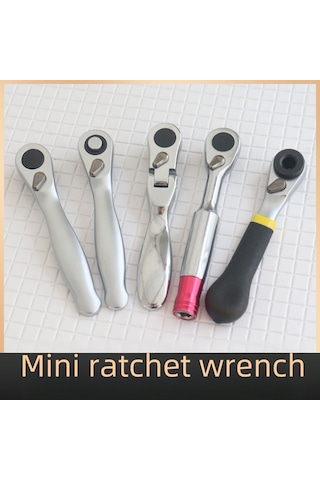 Reedark 1/4 Mini Ratchet Anahtar 72 Dişli Dar Boşluklar İçin Tam-ters Çevrimli Uçlu Tornavida Antikorozif Mavi Kaymazsız