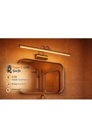 Sarjlı Led Flüt Resim Aplik 6w 3200k Gün Işığı 35cm Duvar Tipi Ayna/tablo Üstü Dekoratif Işık Ip20 İç Mekan Kullanım Eskitme Kasa Diğer