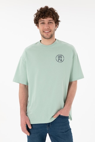 U.S. Polo Assn. Erkek Oversize Fit Bisiklet Yaka Su Yeşili Tişört 50305904-VR048
