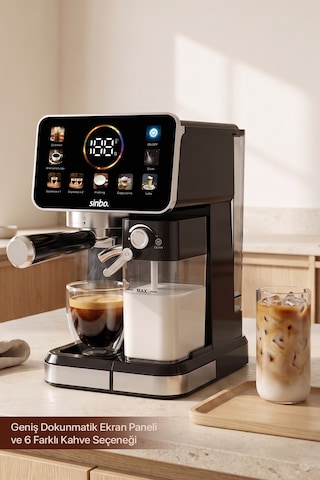 Scm-3030 Pro Kapsüllü & Toz Kahve Espresso Makinesi 20 Bar, Renkli Dokunmatik Ekran, Süt Hazneli