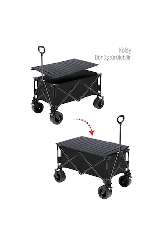 Yek Outdoor Katlanabilir Kamp Masalı Taşıma Arabası & Vagon Araba Siyah