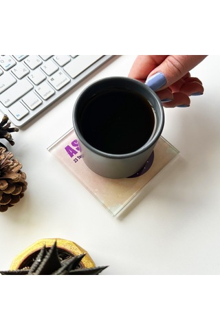 Decorita Cam Bardak Altlığı Burçlar - Aslan Burcu 4'lü Takım Çok Renkli