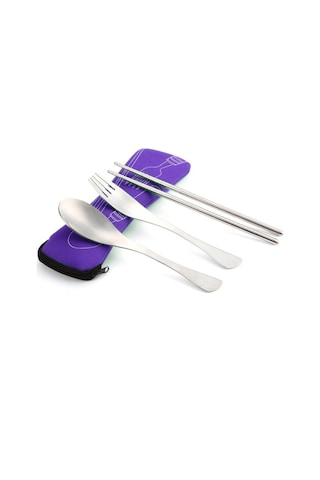 Sones Üç Parçalı Dış Mekan Çatal Bıçak Takımı Mor