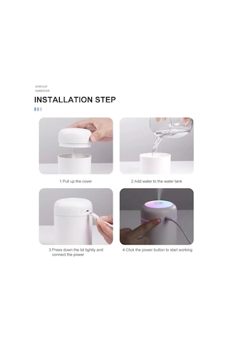 Led Işıklı 3'ü 1 Arada Ultrasonik Hava Nemlendirici Ve Aroma Difüzörü 300ml Kapasiteli Beyaz