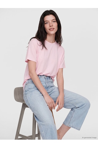 Lcw Comfort Pembe Modal Karışımlı Kadın Tişört