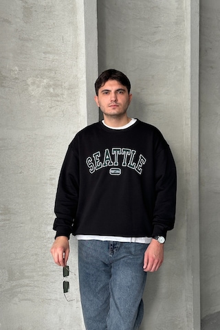 Erkek Seattle Baskılı Oversize Sweatshirt Çok Renkli