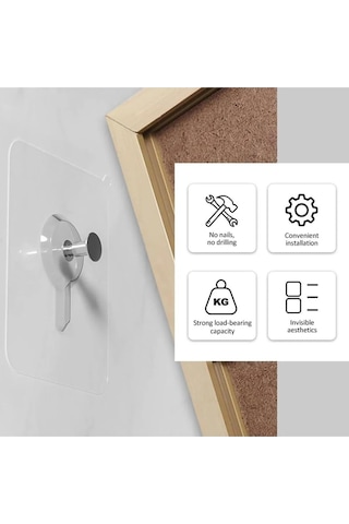 Mithra Life 5 Adet Şeffaf Yapışkanlı Duvar Tablo Çerçeve Vida Çivisi Askısı Mıt1195 şeffaf